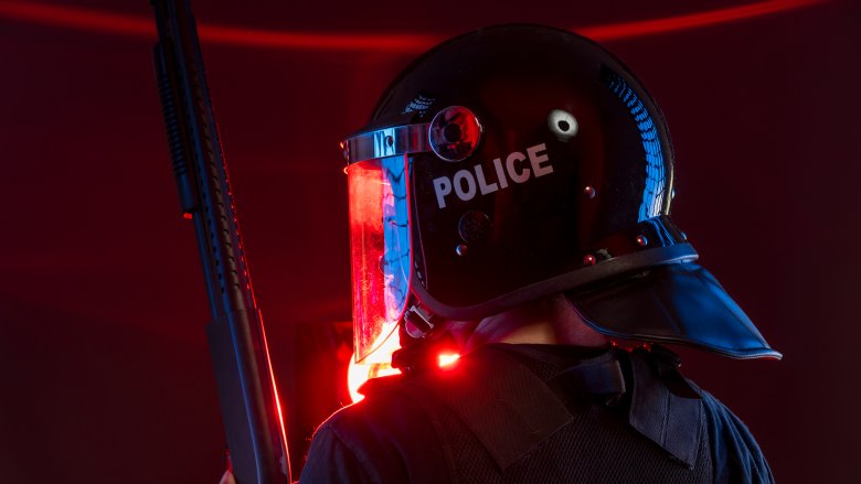 Officer in riot gear