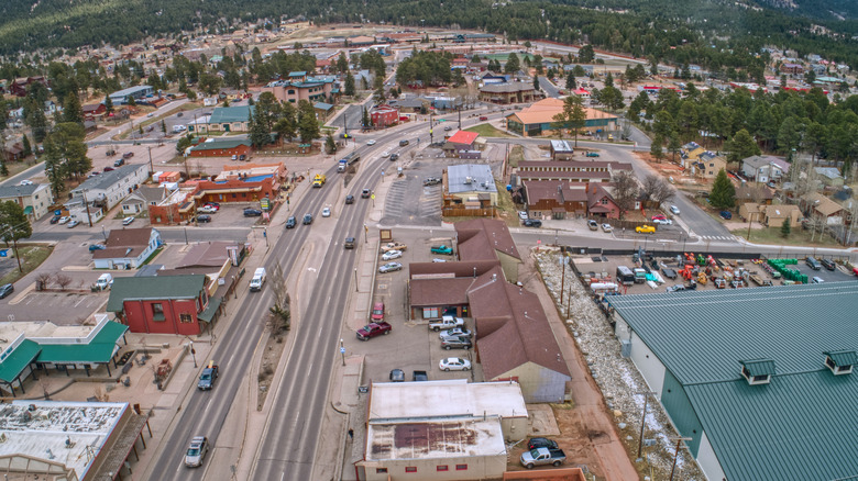 Aerial shot of Woodland Park Colorado