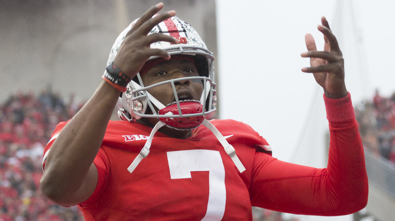 Dwayne Haskins hands lifted