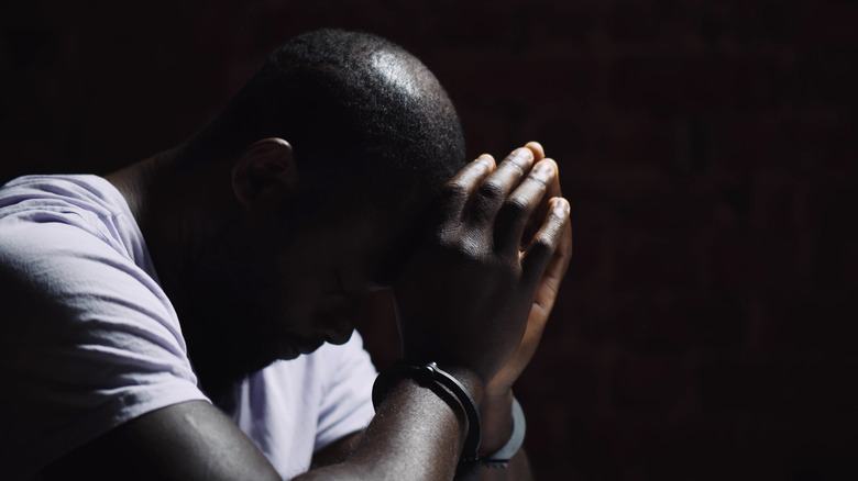 black man in prison