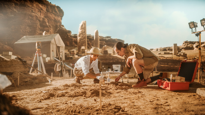 Archaeologists digging
