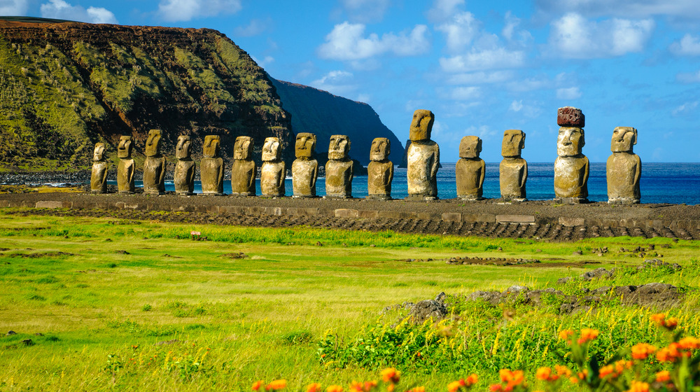 Moai at the shore of Easter Island