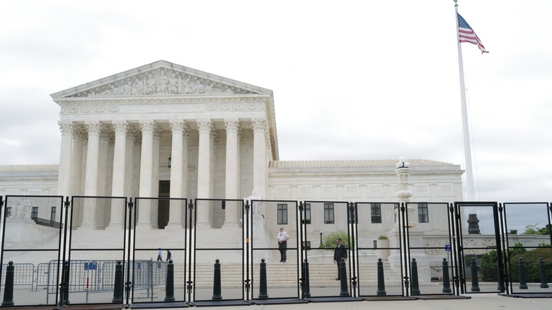 Supreme Court building with new fence