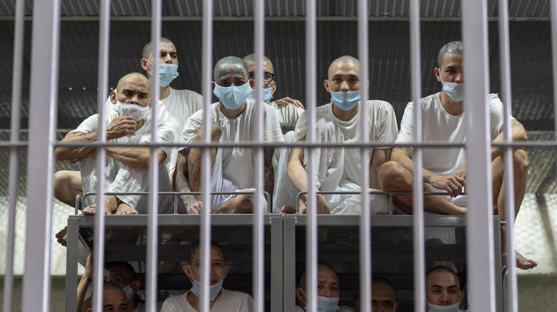 inmates at Terrorist Confinement Center in El Salvador