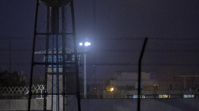 tower of Zahedan Central Prison at night