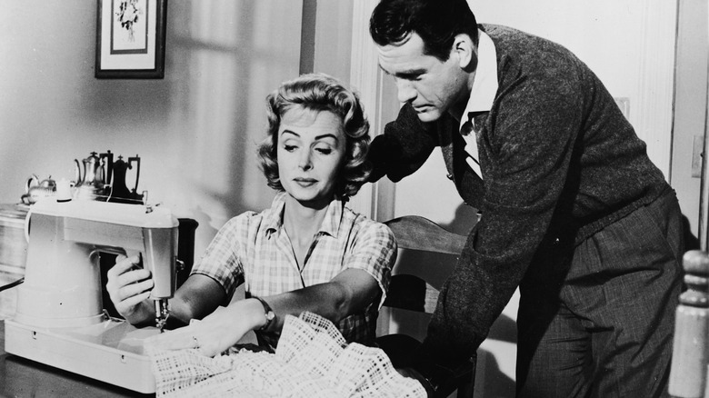 Donna Reed sewing on TV
