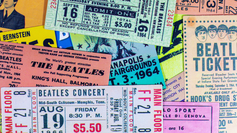 pile of Beatles ticket stubs
