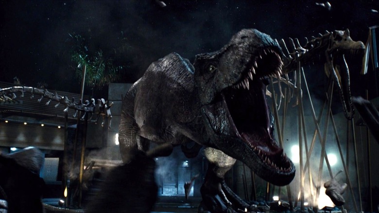 The T-Rex roaring in Jurassic World