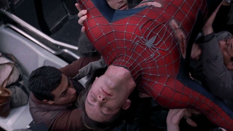 Probably the most memorable bit comes towards the end, when Spider-Man save...