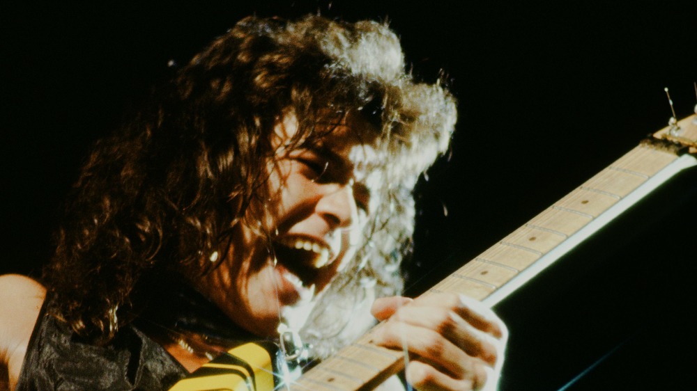 Eddie Van Halen playing guitar, 1979