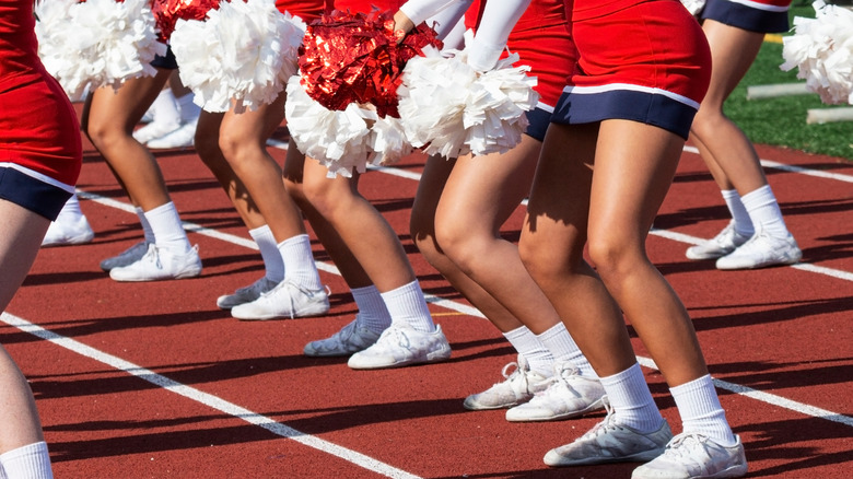 A group of cheerleaders performing