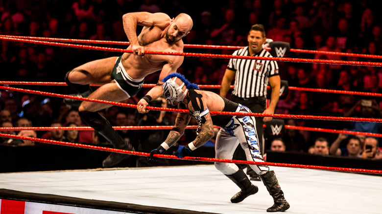 professional wrestlers in rink