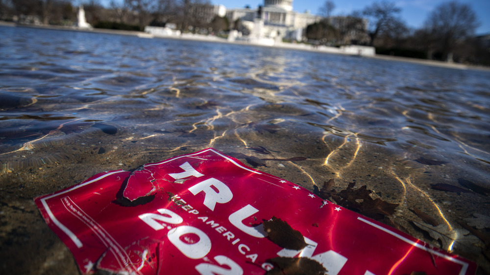 Trump banner underwater