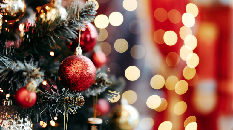 Closeup of Christmas tree ornament