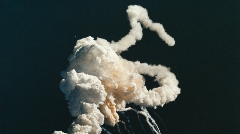 The explosion of the Space Shuttle Challenger