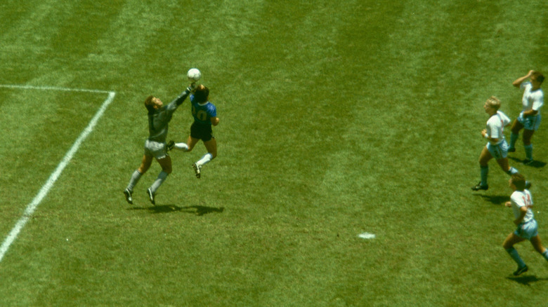 Still image of Diego Maradona's "Hand of God" goal