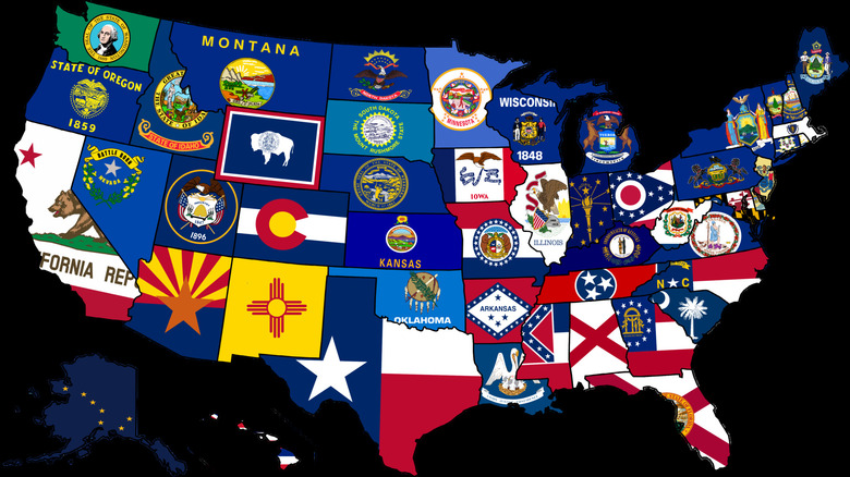 State flags comprise U.S. map