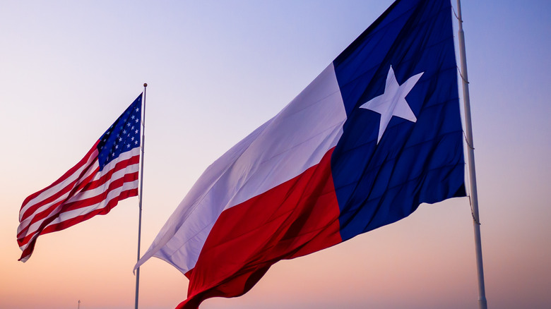 Texas, U.S. flag waving outside