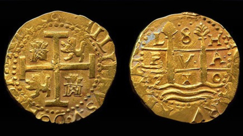 Recovered gold coins dated 1710