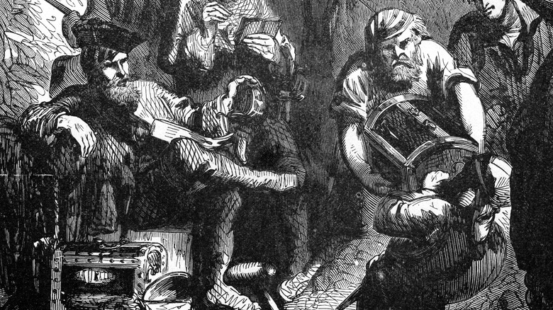 captain kidd burying his treasure