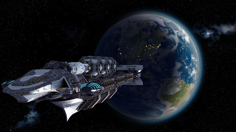 Alien mothership and Earth