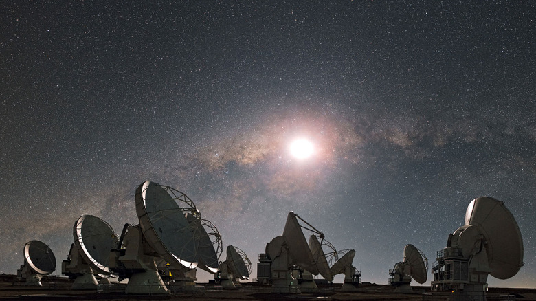 Radio telescope dishes.