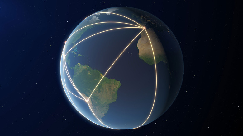 Visualisation of the EHT network encircling Earth.