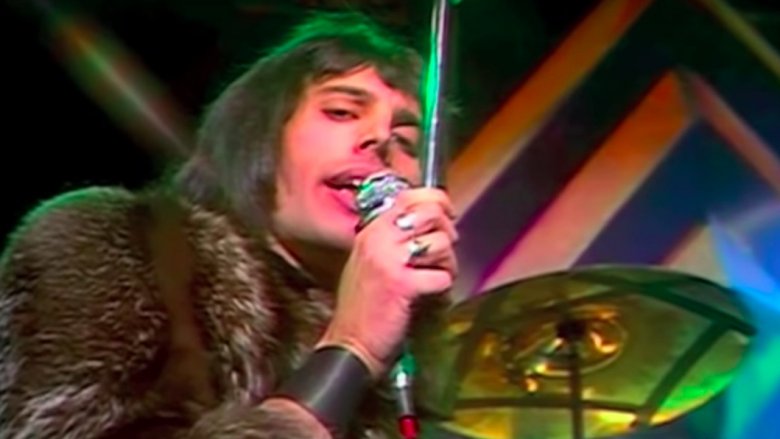 Freddie Mercury in a fur coat