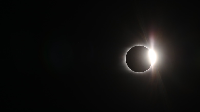 Solar eclipse in diamond ring phase