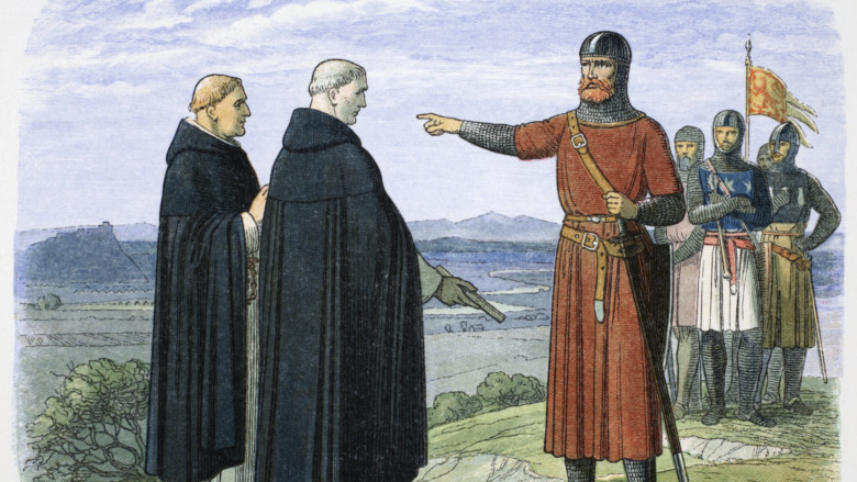 William Wallace speaking with monks