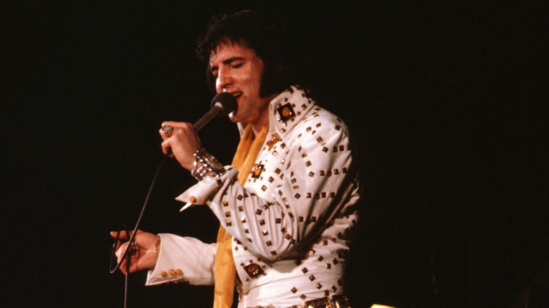 Elvis Presley performing in 1977