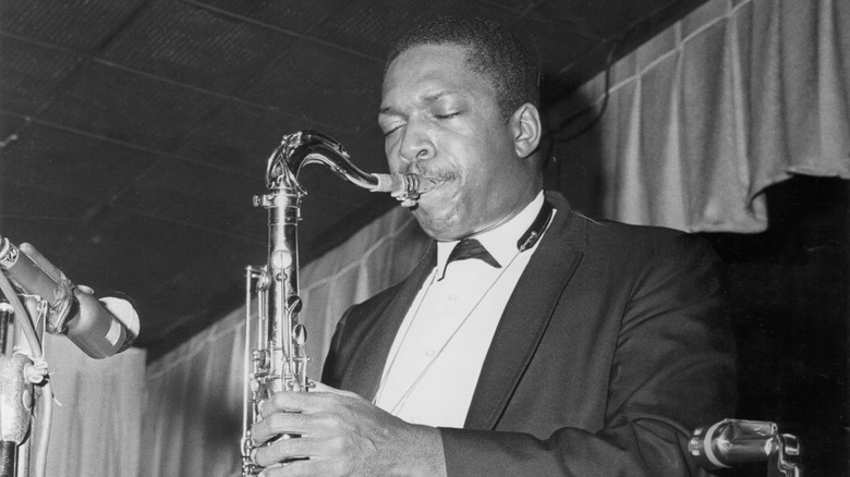John Coltrane playing the saxophone 