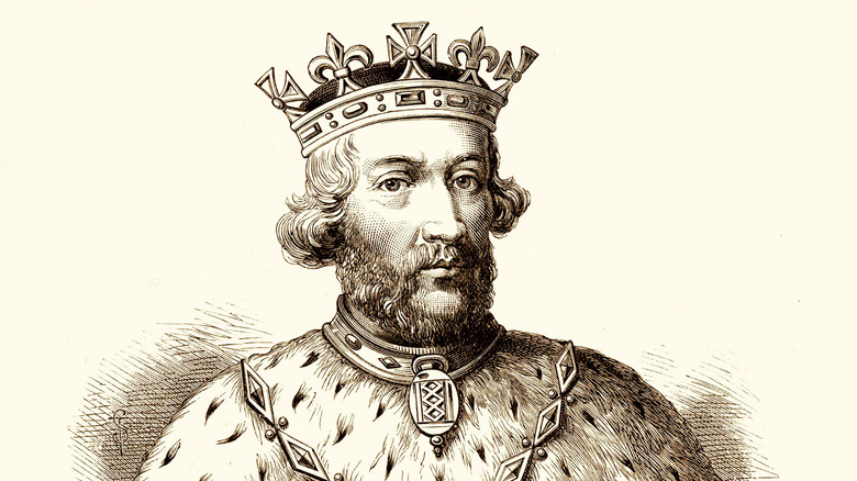 artist's impression of edward ii wearing crown and robes