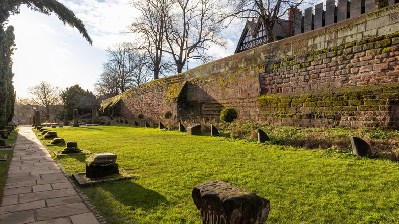 Grassy Roman ruins in England