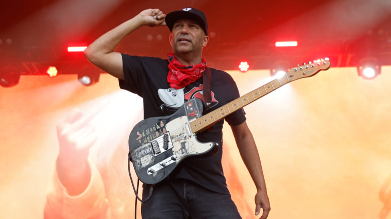 Tom Morello engaging the crowd onstage