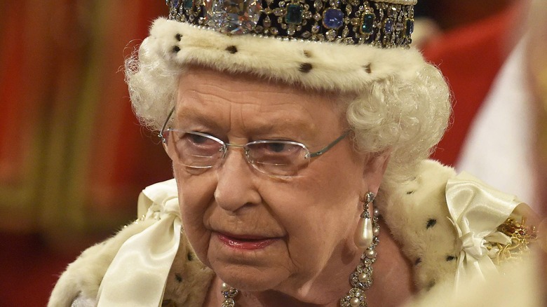 Queen Elizabeth II looking stern