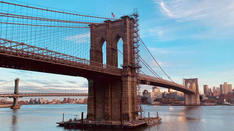 The Brooklyn Bridge with the city in the background
