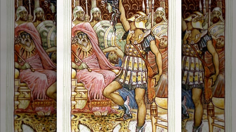 perseus showing the head of medusa to polydectes