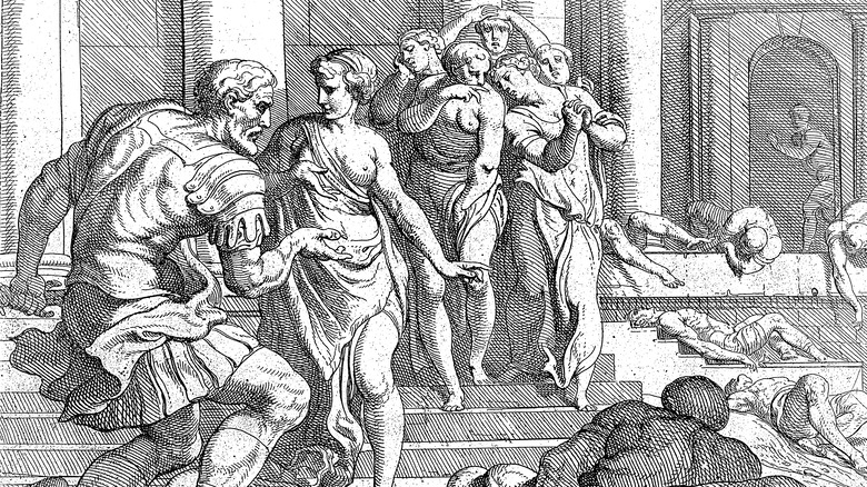 drawing of penelope rejecting suitors