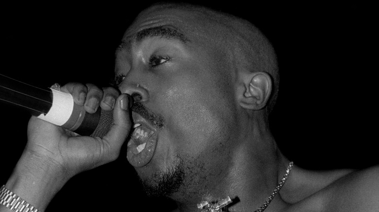 Tupac Shakur with mic