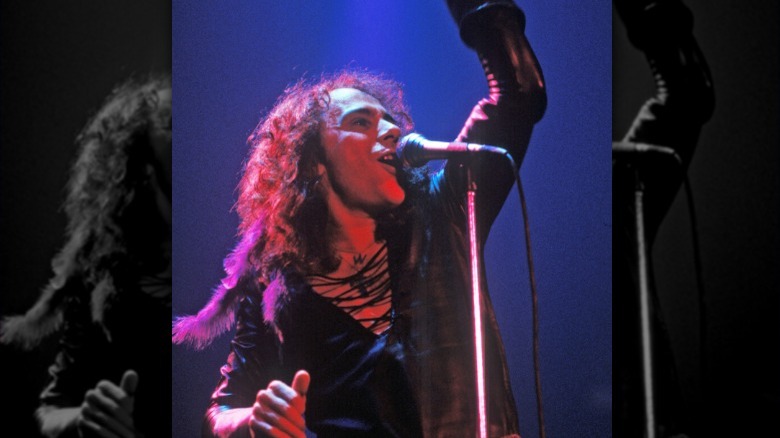Ronnie James Dio singing onstage