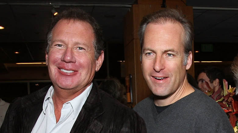 Garry Shandling and Bob Odenkirk looking off