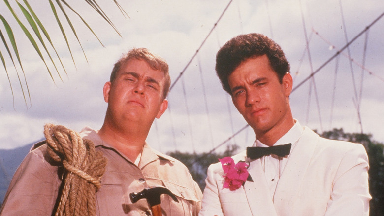 John Candy and Tom Hanks in publicity still for Volunteers