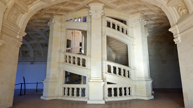 The double helix staircase where ghosts of soldiers have been heard at Chambord
