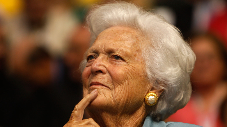 Barbara Bush in thought