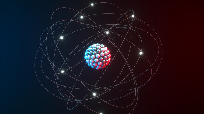 Electrons surrounding nucleus