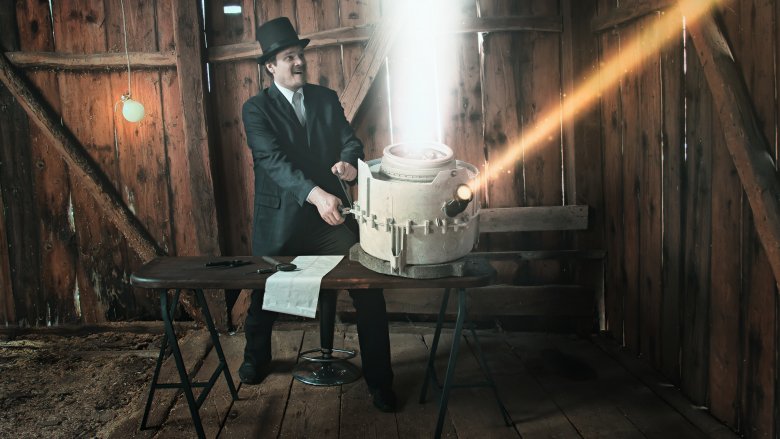 Inventor in his garage