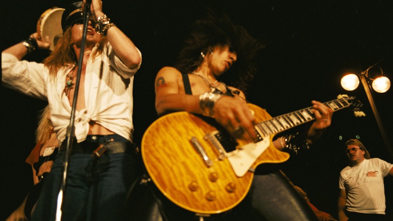 Axl and Slash of Guns N' Roses performing