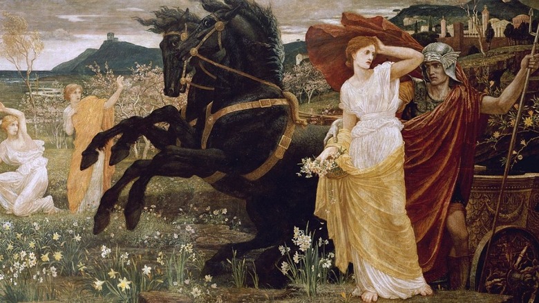 Hades abducting Persephone black horse