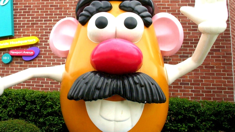 Mr Potato Head in front of building